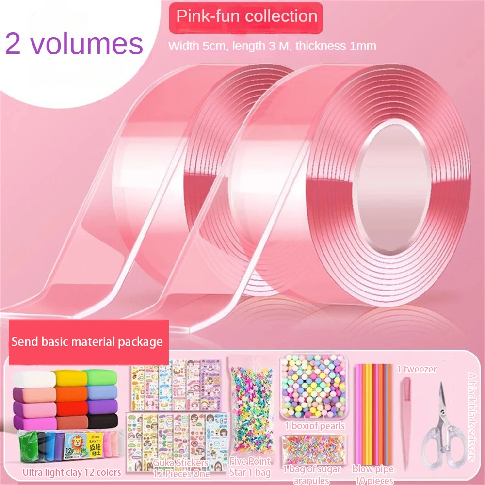 

DIY Blow Bubble Tape Double Sided Tape Nano Tape Sticky Ball Tape DIY Crafts Tape Decompression Toys Kids Toy