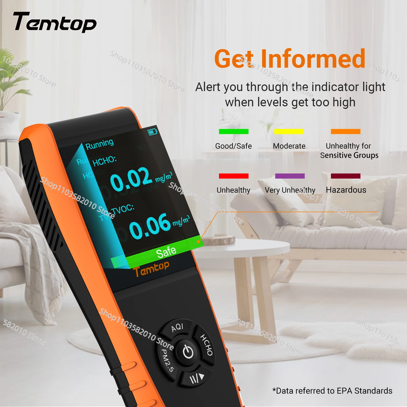 Temtop LKC-1000S + 2nd Generation Professional монитор формальдегида Detector с HCHO/PM2.5/PM10/TVOC Data Export
