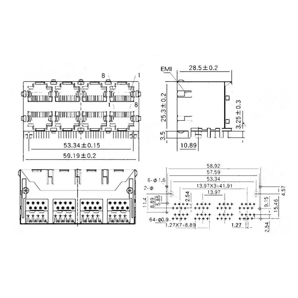 Сетевой Ethernet гнездовой разъем YUXI RJ45 8P8C 10P8C светильник кой