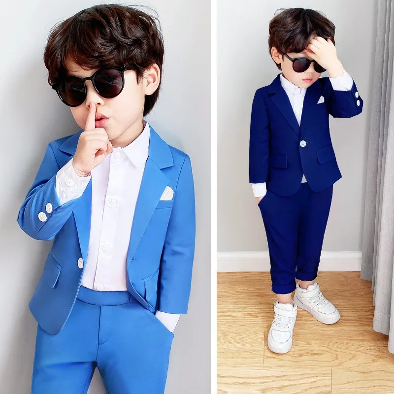 

Formal Boys Sets Outfits Pants Autumn Costume Pure Party Host Clothing Blazer Kids Spring Performance Children Suit Color