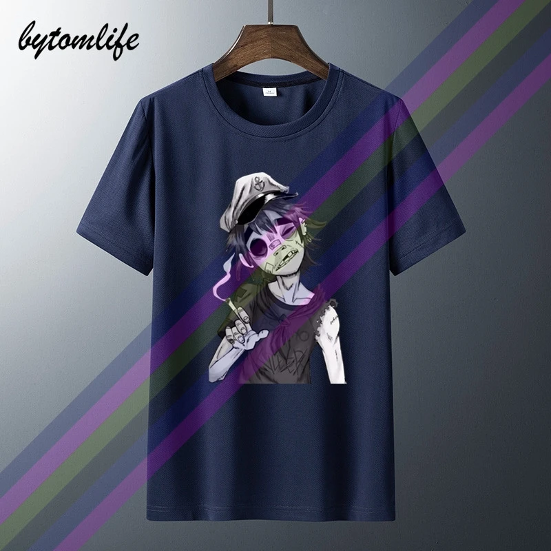 Модная футболка рок-группы Gorillaz с круглым вырезом и коротким рукавом |