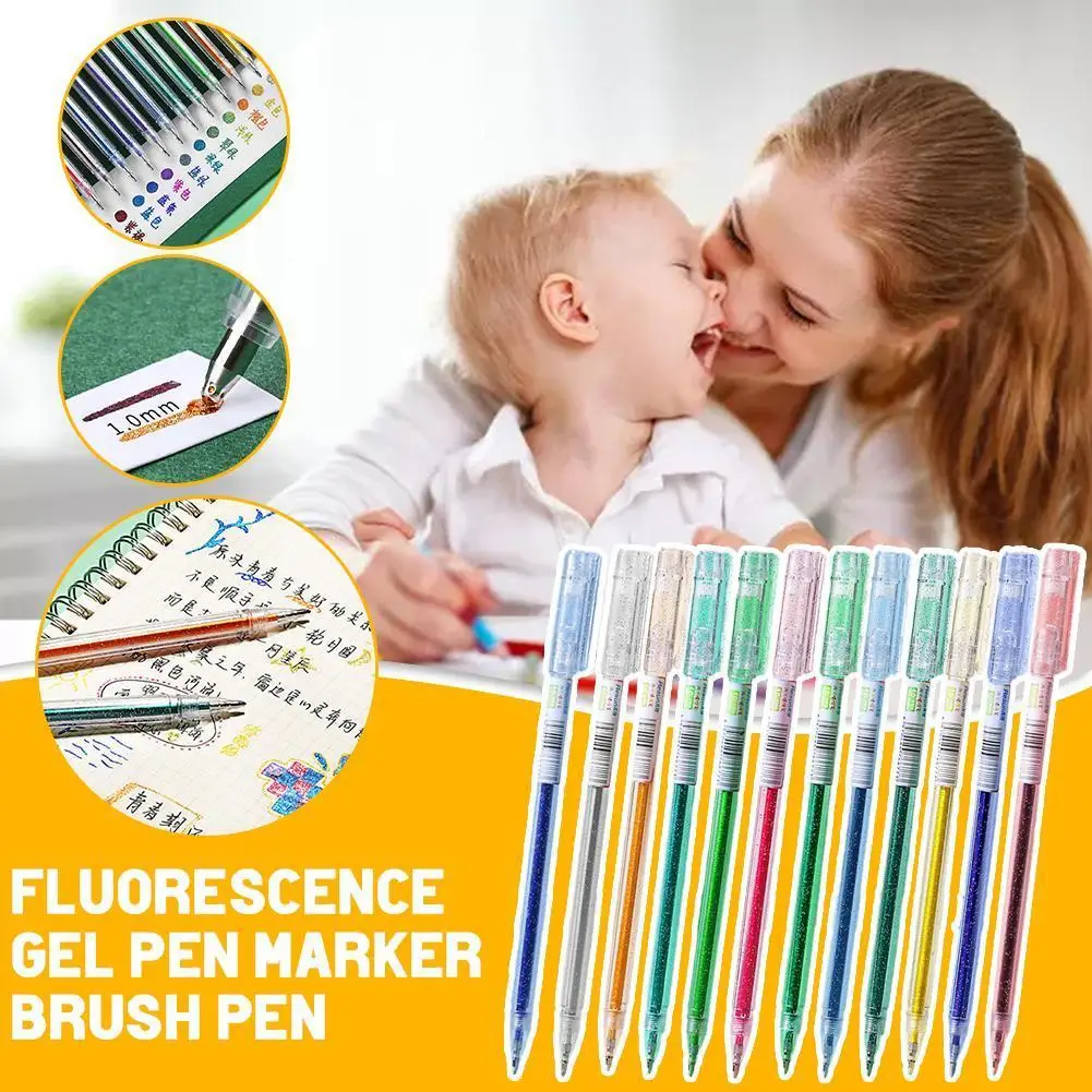 

Gel Pen 12 Color Dream Flash Pen Children's Painting Color Highlighter Student School Painting Supplies Stationery Accessories