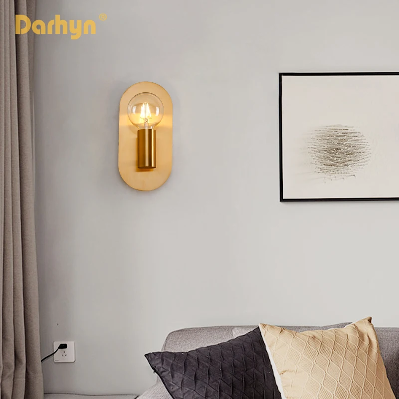 

Modern golden copper wall lamp Nordic minimalist creative living room background bedroom bedside sconce aisle stairs wall lights
