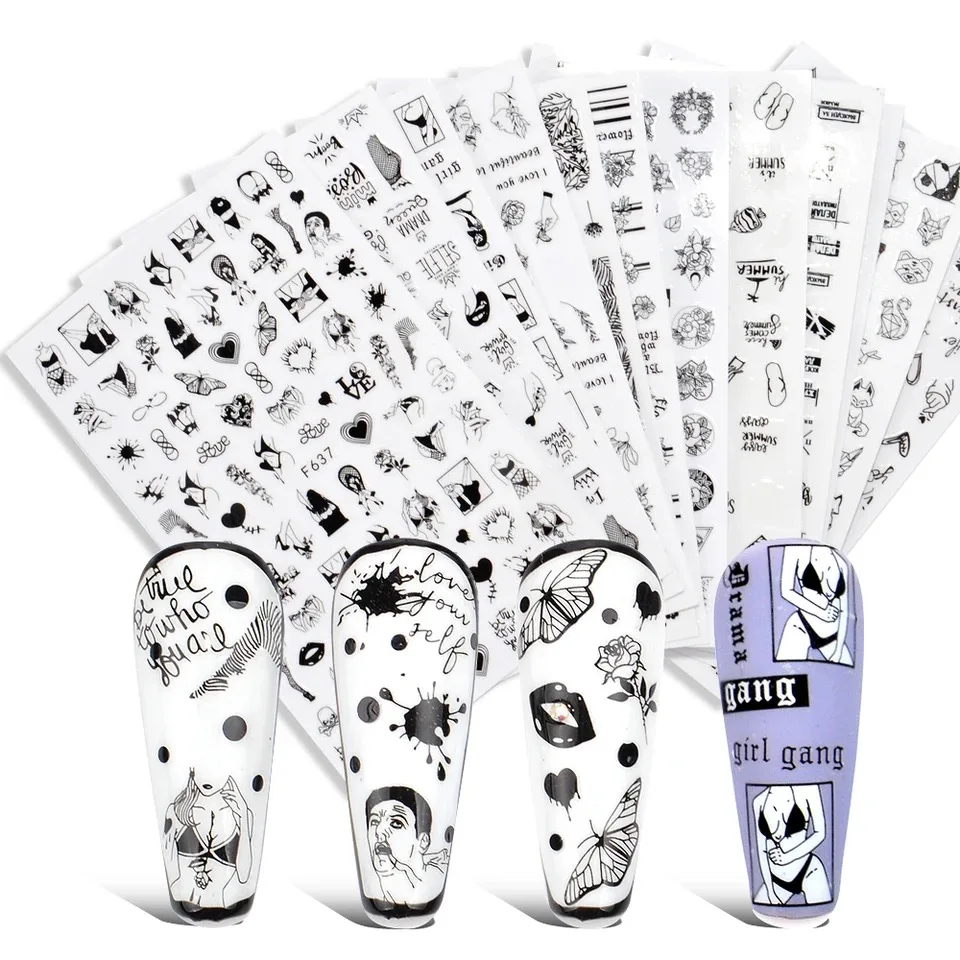 3D сексуальные наклейки для ногтей украшения для ногтей DIY липкие цветочные наклейки для ногтей аксессуары для ногтей принадлежности для ногтей слайдеры для ногтей