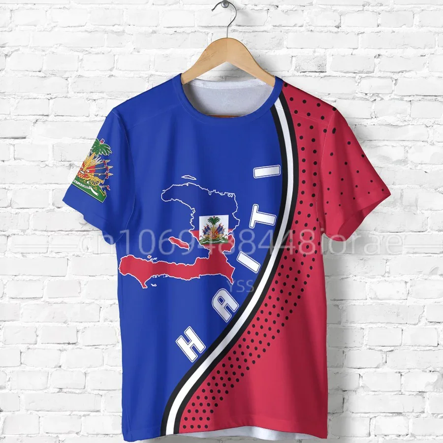 

Новинка 2023, футболка с 3D флагом Гаити, повседневная мужская одежда, модный топ, мужская и женская дышащая футболка, футболка оверсайз, короткая