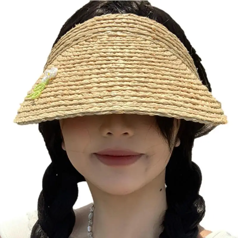 

Empty Top Straw Hat Portable Women's Standard Wide Brim Sun Hat Beach Straw Hats Women's Sun Straw Hat For Women