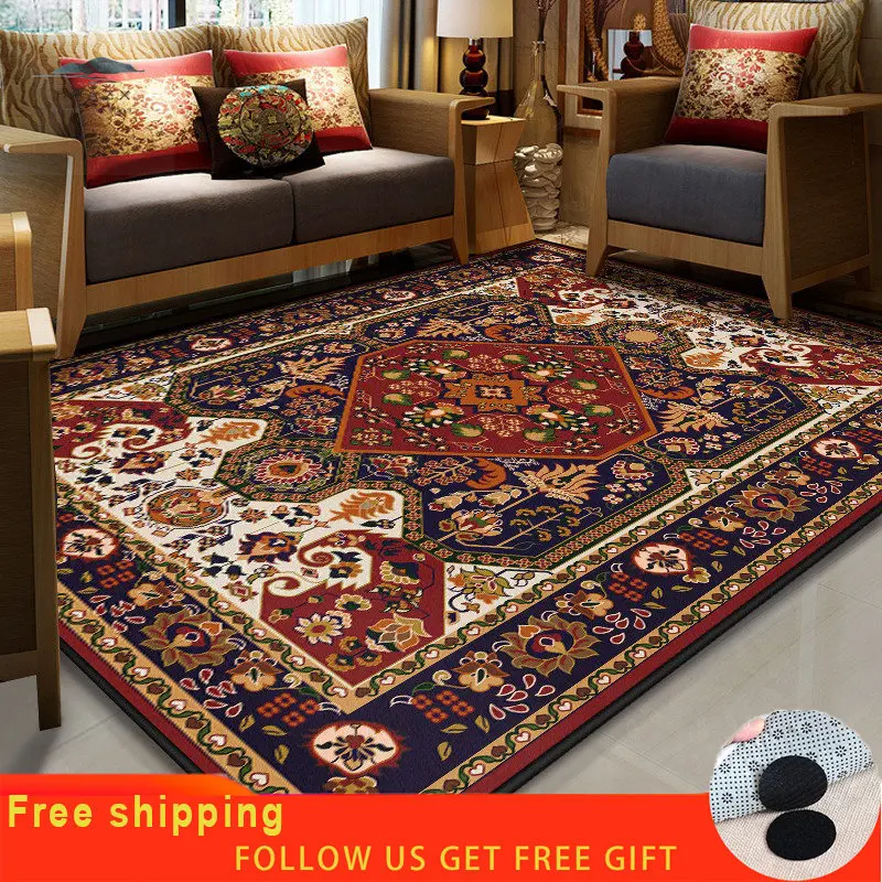 

Persian Vintage Carpet for Living Room Bedroom Mat Non-Slip Area Rugs Boho Morocco Ethnic Retro Home Decoration Accessories