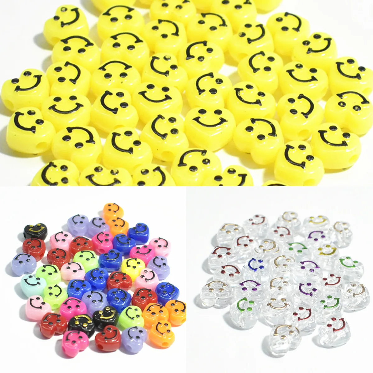 

6*10mm50/100/200pcswholesale items for business pandora charms beads for jewelry making glass beads Smiling face bead DIY