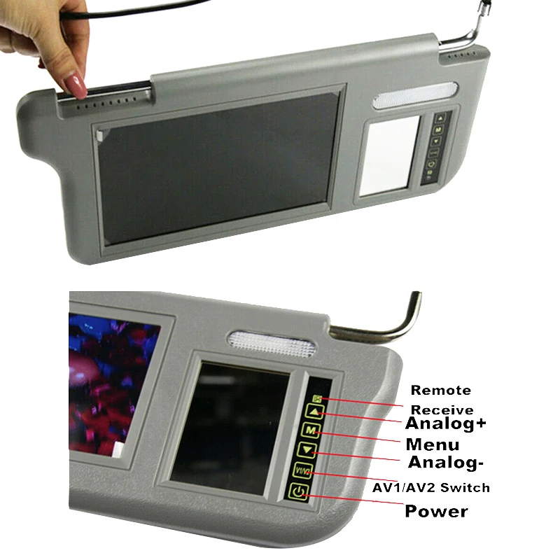 7-дюймовый автомобильный солнцезащитный козырек внутренний экран зеркало