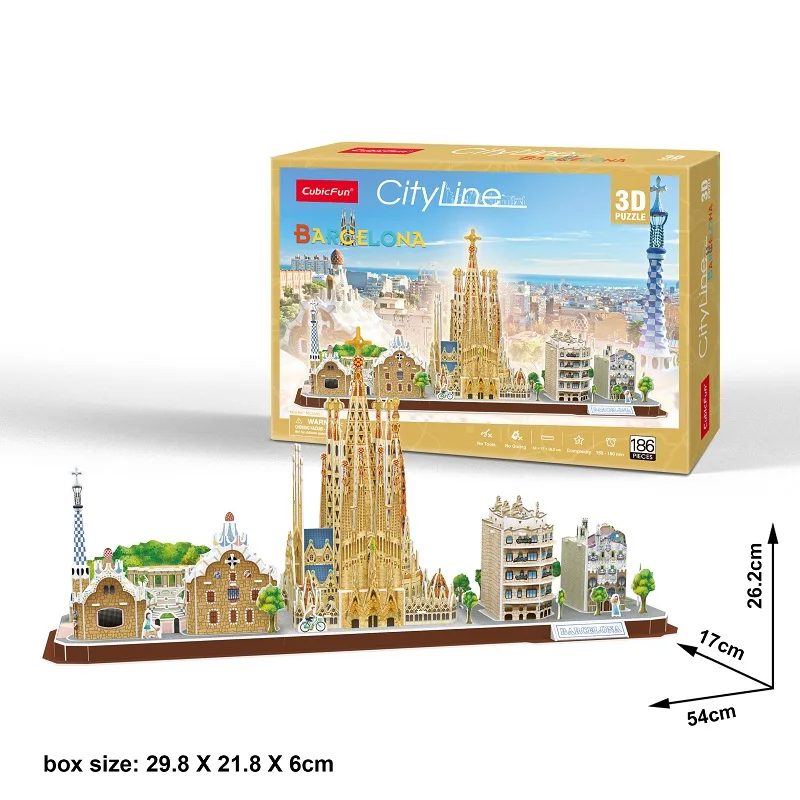 

3D puzzle paper building model toy Spain Barcelona city line scenery famous build Architecture birthday Christmas gift 1pc
