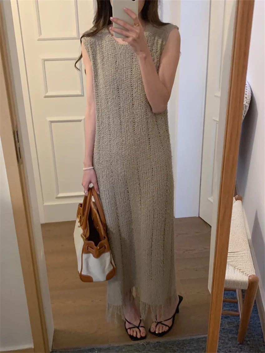 Женское прямое платье с бахромой Alien Kitty стильное мягкое трикотажное облегающее