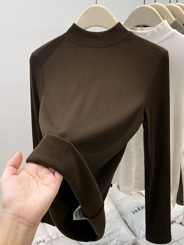 Женская рубашка с шлифованным низом на флисовой подкладке осень-зима 2024 новая