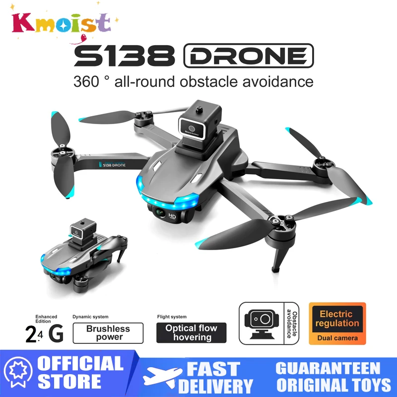 2023 S138 RC Drones Dual Camera Remote Control Brushless Mini Drone Optical-Flow Location Obstacle Quadrotor Plane Aircraft Toys enlarge