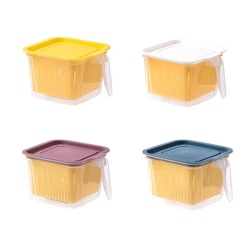 

Double Layer Drain Basket Vegetable Fruit Washing Basket with Lid and Handle 53CA