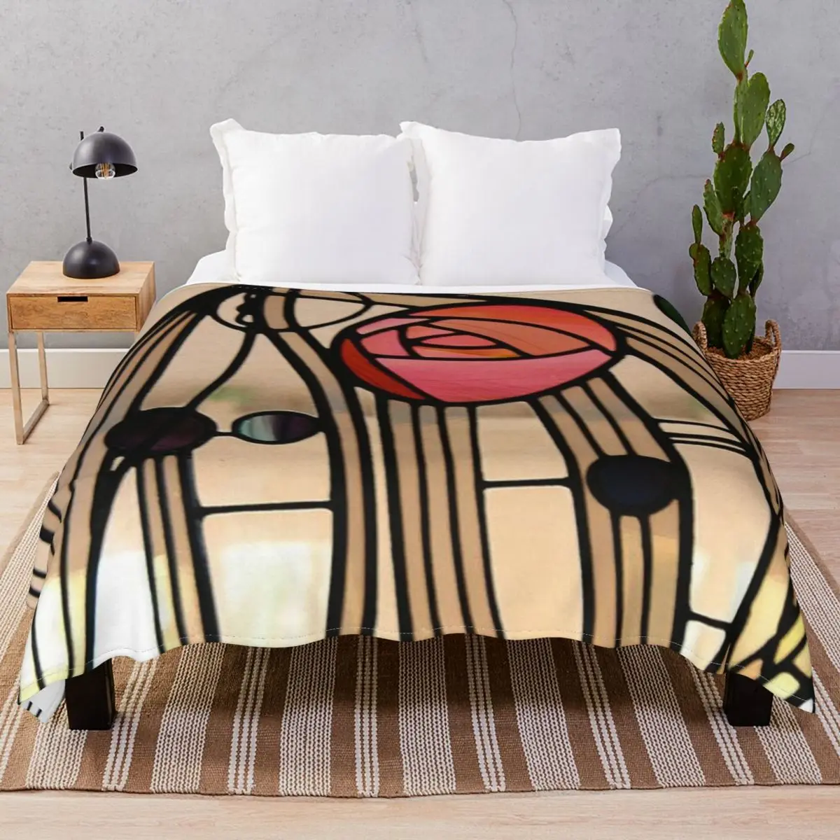 Window Charles Rennie Mackintosh Blankets Flannel Spring Autumn Multi-function Throw Blanket for Bed Sofa Camp Office