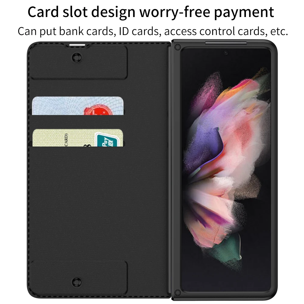 Leather Case For Samsung Galaxy Z Fold 4 3 Case Z Fold4 Fold3 Case With Pen Slot Card Solt Holder Flip Wallet Cover For Z Fold4