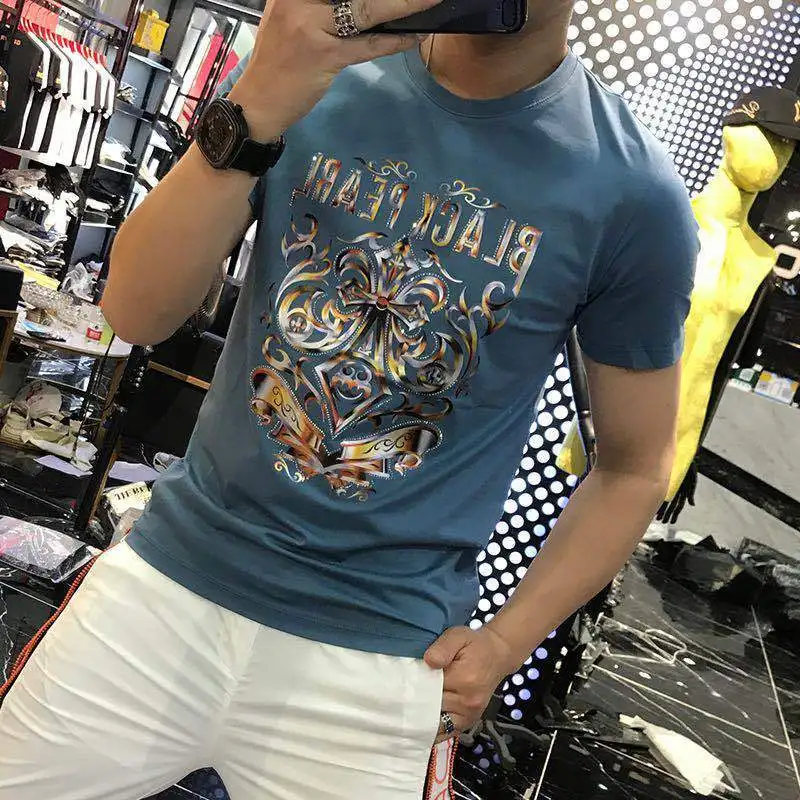 

Men's Short Sleeve Ice Silk Cotton Loose T-Shirt Korean Slim Fashion Joker Handsome Summer Jacket