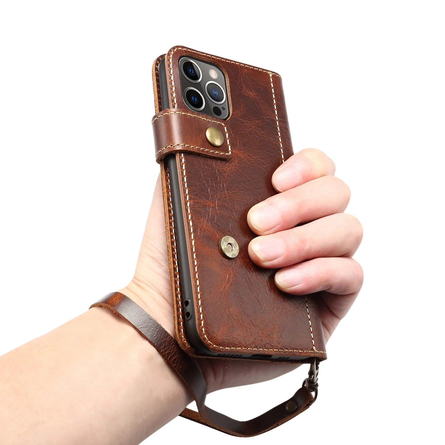 

New Original Retro Luxury Genuine Leather Magnet Flip Case For iPhone 13 12 11 Pro Max Wallet Style Cover For Iphone 13 12 Mini