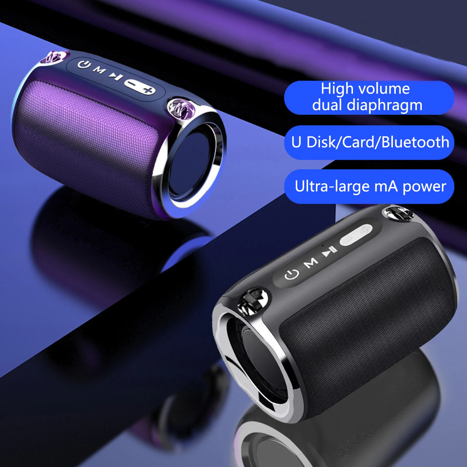 

Портативная беспроводная bluetooth-колонка, FM-радио с Hd-звуком, беспроводная стереосистема с USB-зарядкой для дома, улицы, путешествий, Черная