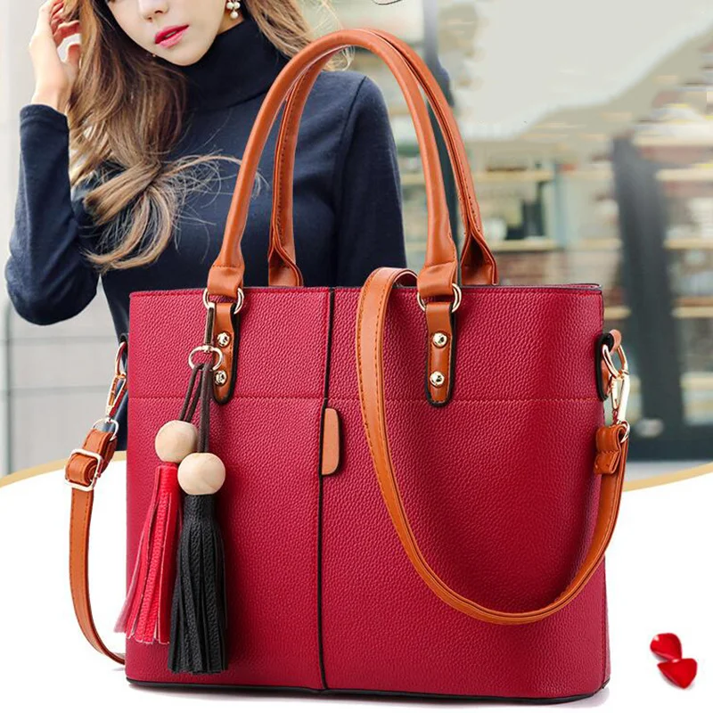 

Large Capacity Tassel Tote Bag Women Soft Leather Ladies Handbag Crossbody Messenger Bags Female Purse Shoulder Bag