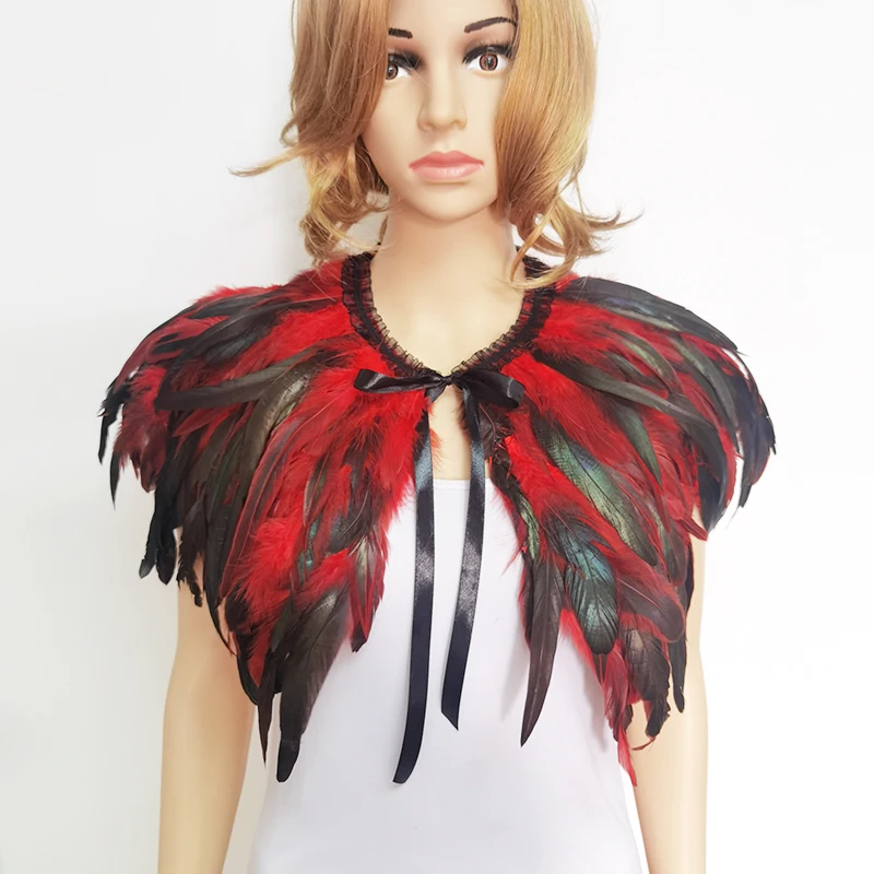 

Готическая натуральная искусственная шаль, шаль для костюма в стиле панк, воротник-чокер с перьями, реквизит для вечеринки на Хэллоуин, аксе...