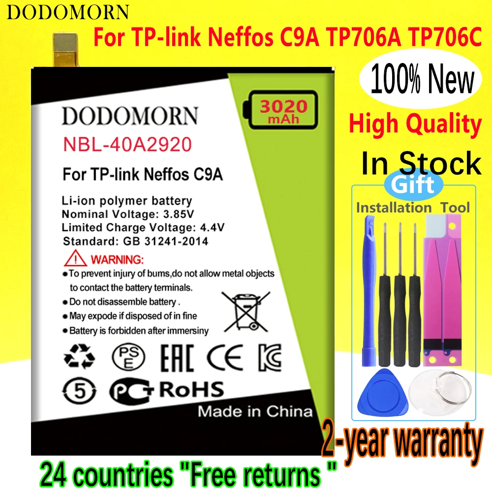 

Аккумулятор DODOMORN для смартфона TP-link Neffos C9A TP706A TP706C, высокое качество + номер для отслеживания