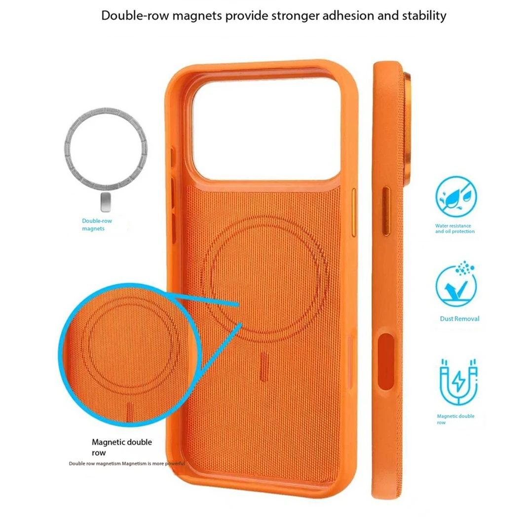 Фото Чехол для телефона из ткани с магнитной адсорбцией для iPhone 17 Pro Max, Air 16 Pro, 16e, 15 Plus, 14, 13, 12, 11, с поддержкой беспроводной зарядки, жесткий чехол №3