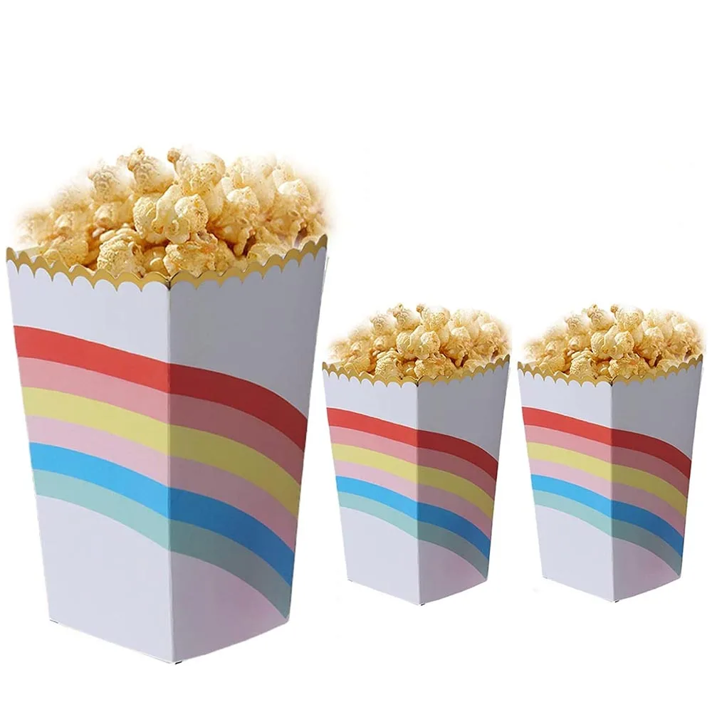 

Товары для дня рождения, радужные коробки для попкорна, радужные тематические одноразовые фотокоробки, товары для детских праздников