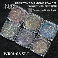hndo 6 pcsbox reflective sparkle nail glitter set powder pigment dust for nail art decoration diy professional manicure kit