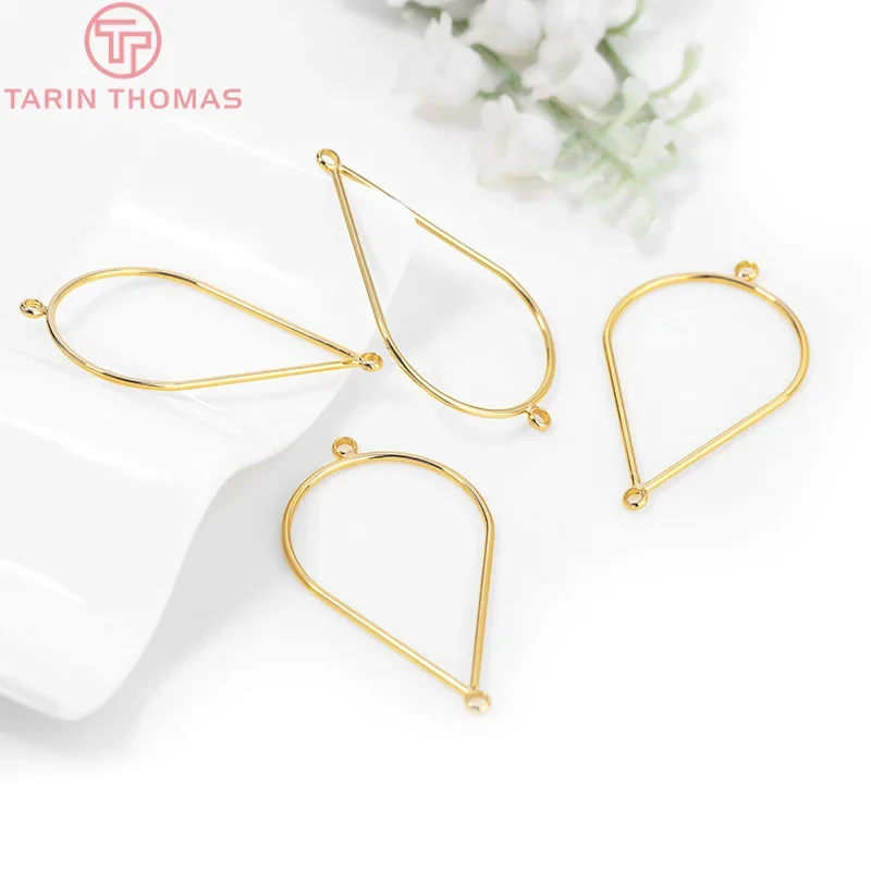 (2788) 6 шт. 24x41 мм 24 К позолоченная латунь с 2 отверстиями в форме капли закрытые