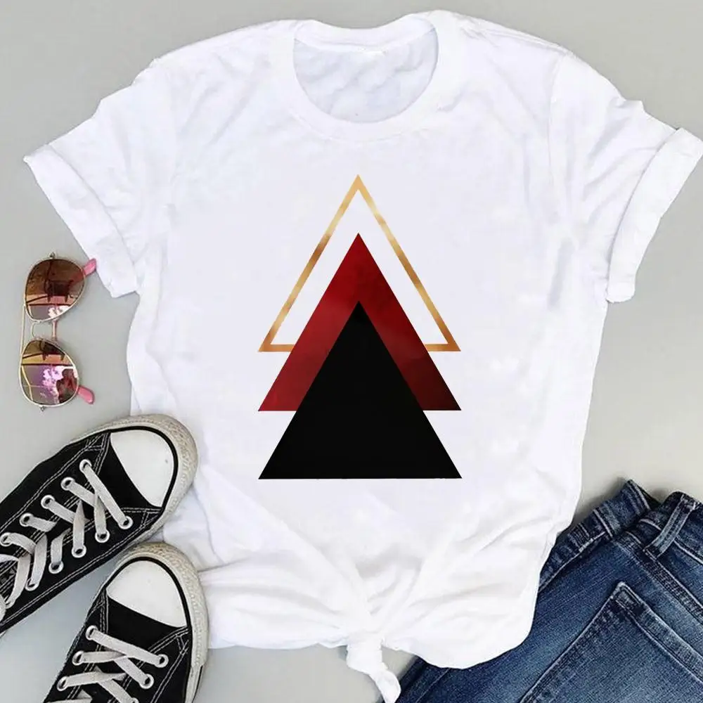 

Футболка женская с геометрическим рисунком, топ в стиле Харадзюку, уличная одежда, эстетичная летняя одежда