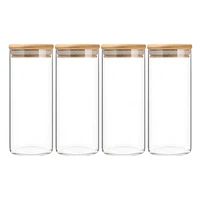 4pcs 400ml glass jars canister with lid pasta rice food storage container airtight set of 4 for tea coffee sugar beans and salt