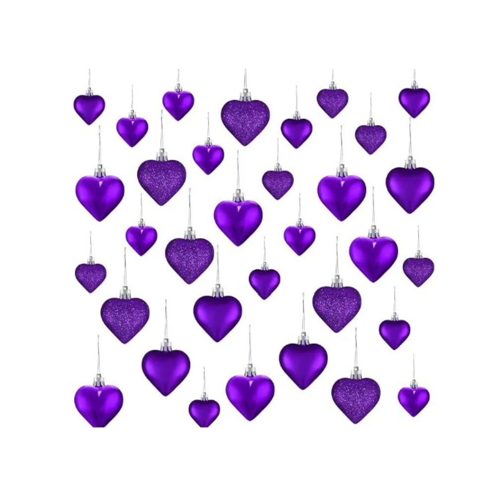 Набор из 12 подвесок-сердец, пластик, красный, розовый, золотой, серебряный, фиолетовый м а митрофанова клуб одиноких сердец