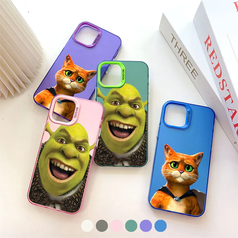 Забавный чехол для телефона Movie Shrek Apple iPhone 14 15 16 13 12 11 Pro 7 8 Plus X XR XS Max Cqoue Cool Laser Matte Cover