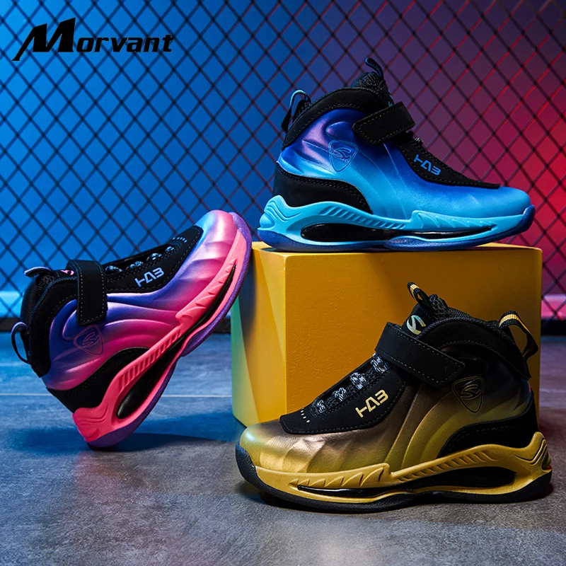 Microfiber Leather Boys Basketball Shoes Damping Winter Sports Shoes
