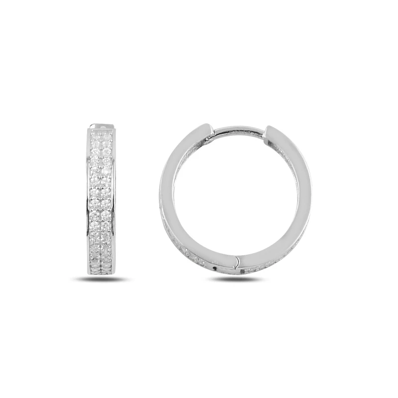 

Silverlina Silver 2 Row Zircon Stone 20mm Ring Earrings