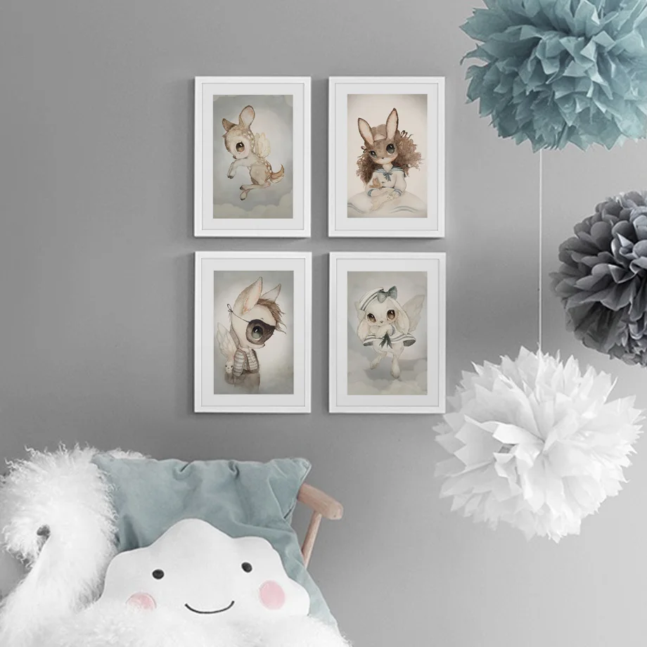 Картина на холсте с изображением кролика оленя