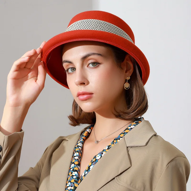 Феи костюмы о новой шерстяной фетровой шляпе яркая Дамская темпераментная Кепка