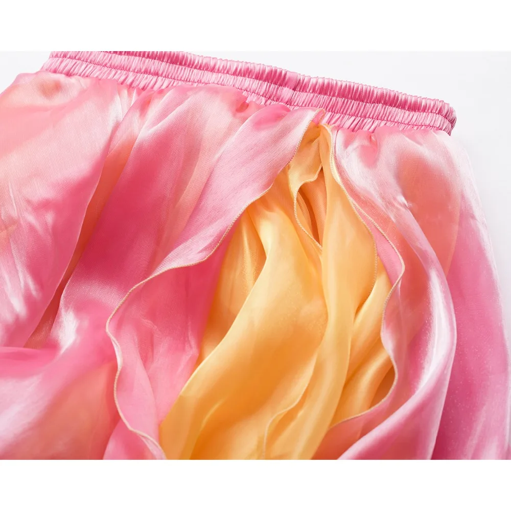 Женская длинная юбка для танца живота двухцветная круглая макси с разрезом сбоку