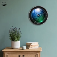 personalized wall clock video camera zoom lens photo decoration 3d print clock round plastic mirror battery uhr wand wohnzimmer