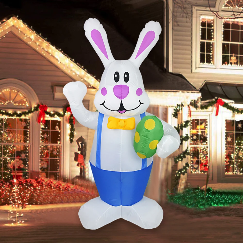 

1.9m Inflatable Easter Swing Rabbit Toys with Build in LED Luminous Bunny Toys Festive Atmosphere Home Outdoor Party Decoration