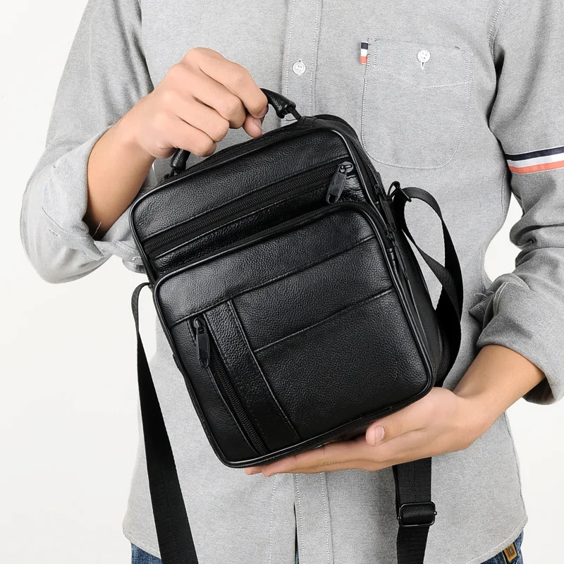 New Casual Men's Business Genuine Leather Mini Crossbody Bag Cow Skin Small Men Single Shoulder Messenger Bags High Quality Bag