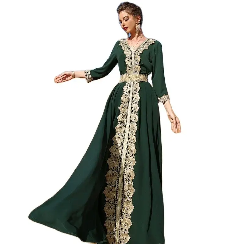 

Embroidery Morocco Kaftan Dress Muslim Fashion Abayas for Women Dubai Abaya Turkey Islamic Clothing Saudi Party Evening Dresses