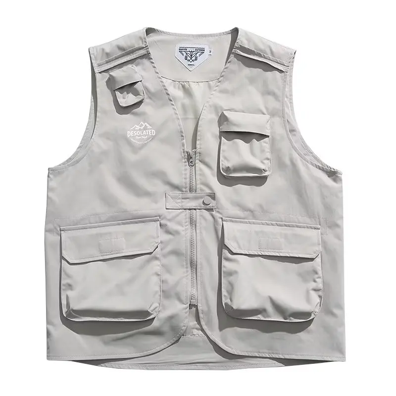 

New 2023 vintage outdoor Vest Baseball uniform men's multi pocket sleeveless cargo design fashion waistcoat