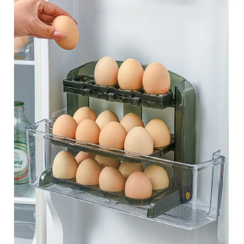 

Flip-Type Eggs Storage Rack Three-Layer Folding Eggs Storage Box Egg Holder For Refrigerator Food Tray Kitchen Organizer