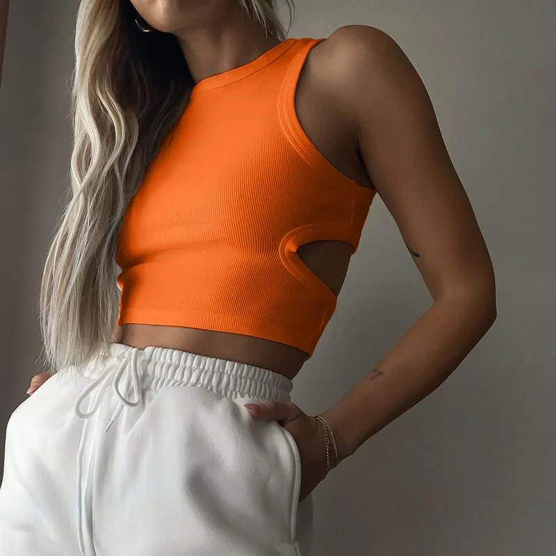 

Vest 2023 women slim short hollow vest female crop top y2k vest women vest sweater