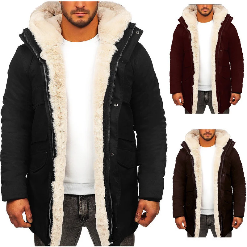 

Warm Faux Fur Jacket Coat Parka ded Men Autumn Winter Lon Sleeve Fasion Casual Zipper Solid Color Jackets