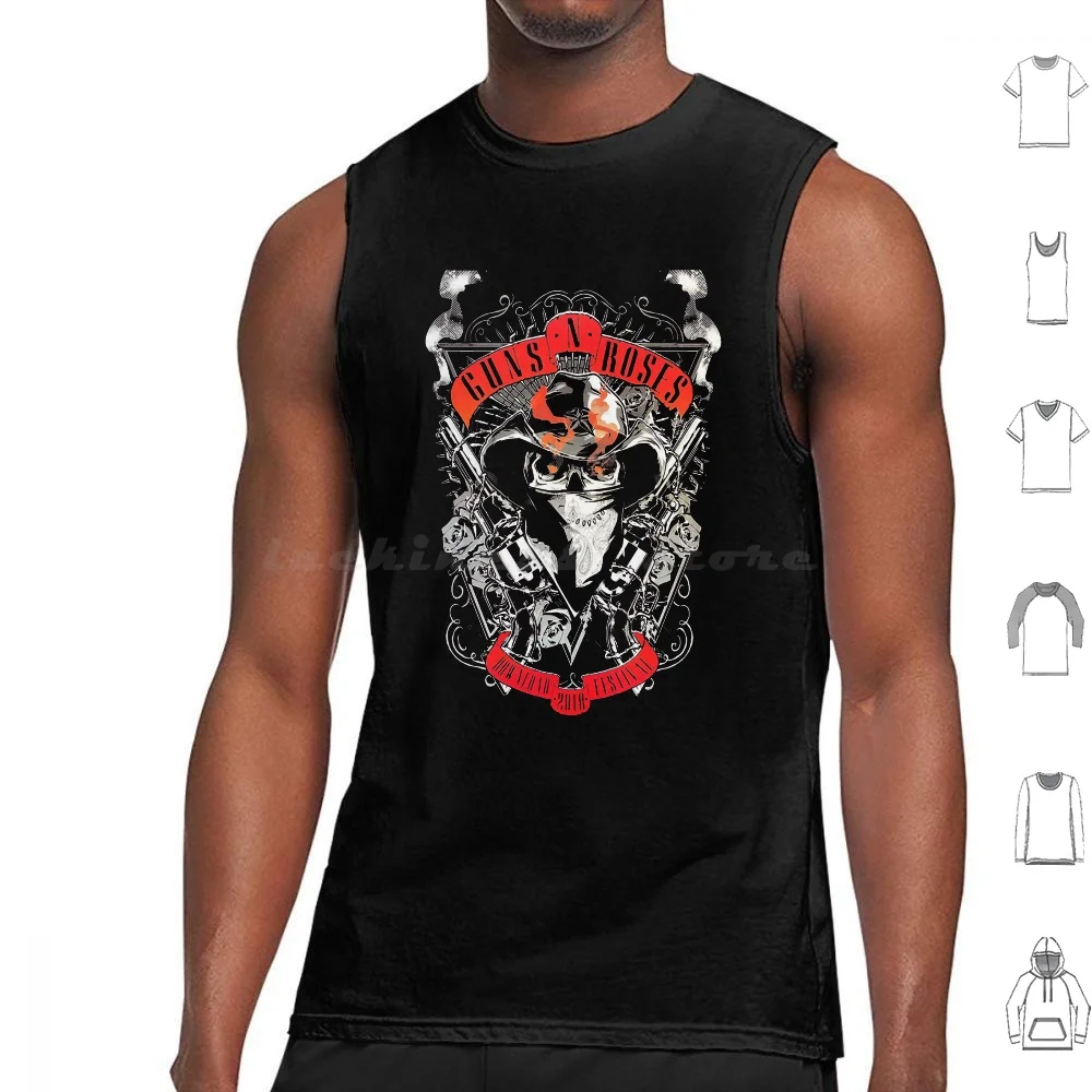 

Legendary Guns Rock Band Logo Tank Tops Vest Sleeveless N Roses Music And Roses Slash Guitar 80S Guns Band Axl Rose N Roll