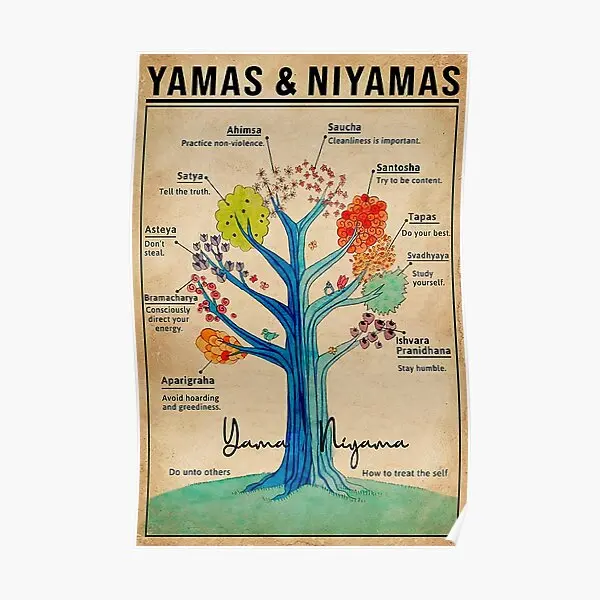 

Yamas And Niyamas Raja Yoga Poster Wall Painting Print Art Room Modern Mural Picture Decoration Decor Home Funny No Frame