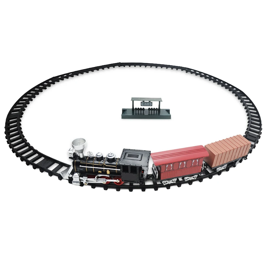 

Vintage Children Track Small Train Toy Electric Light Music Train Simulation Classic Power Track Train Model